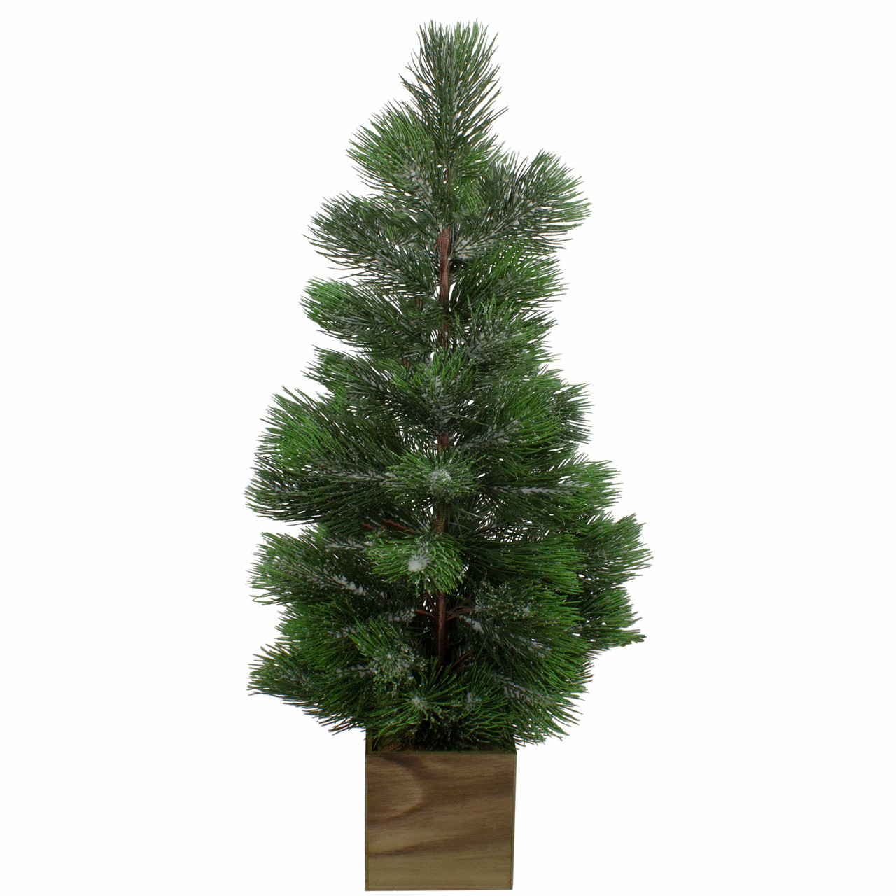 3' Snowy Pine Artificial Christmas Tree in Wooden Pot - Unlit