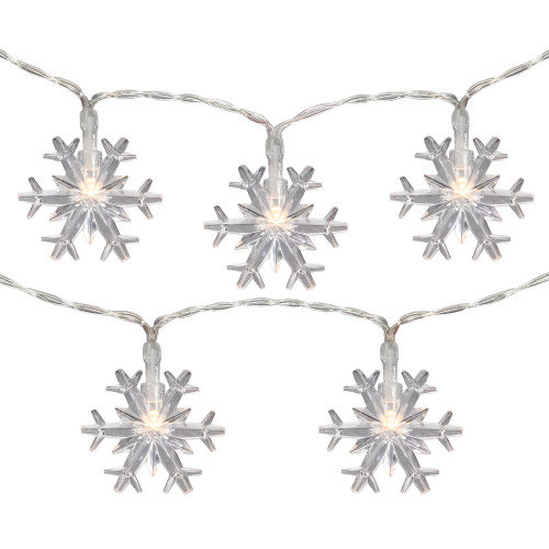 10-Count LED Snowflake Christmas Fairy Lights, 4.25ft, Copper Wire