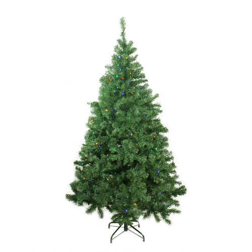 6' Pre-Lit Medium Mixed Classic Pine Artificial Christmas Tree, Multi Color LED Lights