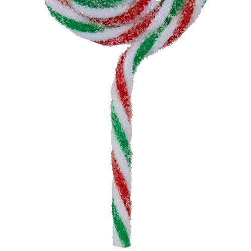 6ct Frosted White, Green and Red Lollipop Christmas Ornaments 7"
