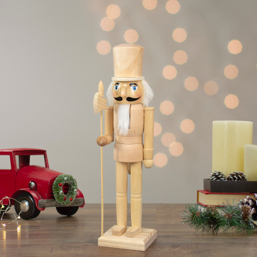 15" Unfinished Paintable Wooden Christmas Nutcracker with Scepter