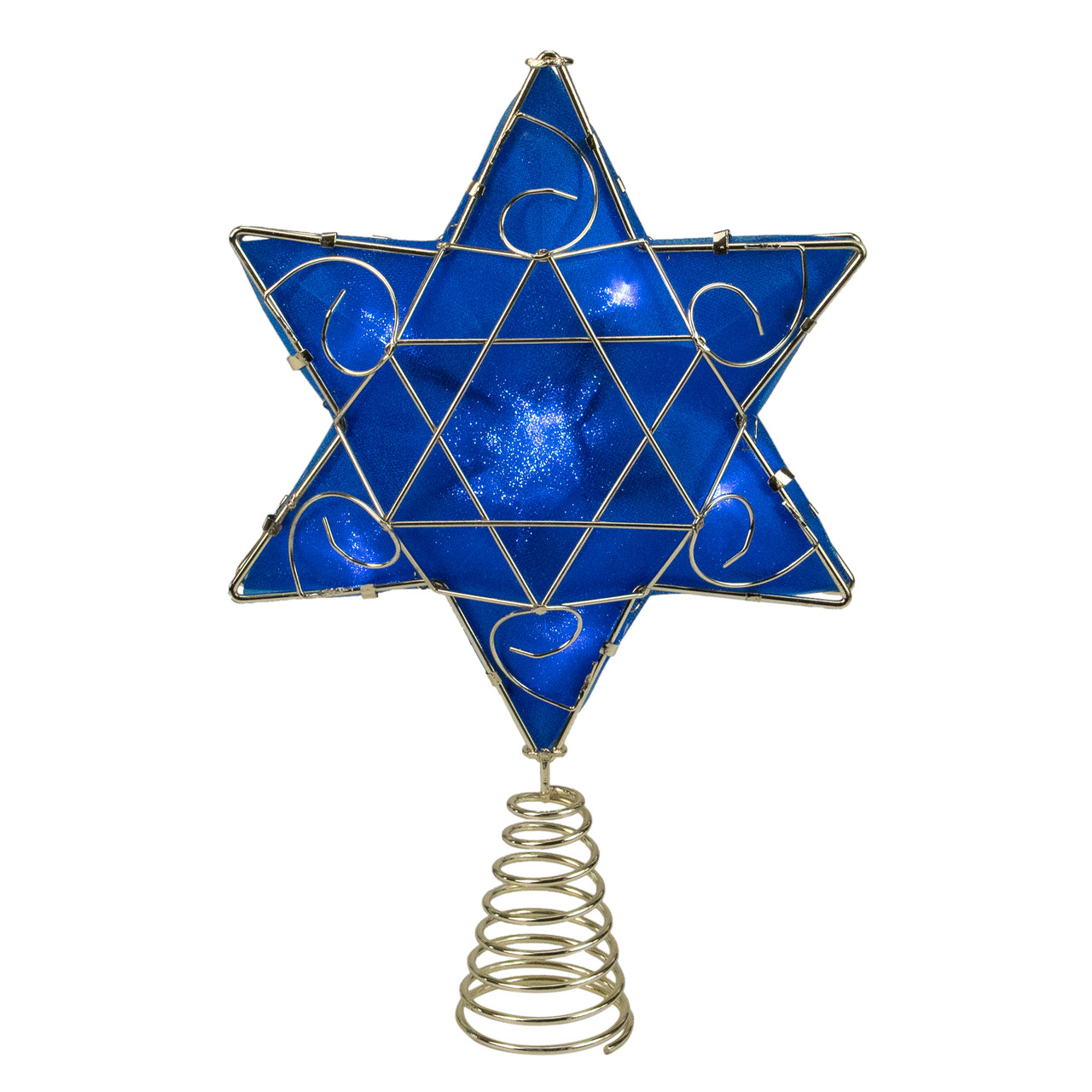 Blue and Gold Colored Hanukkah Star LED Tree Topper 11.5"