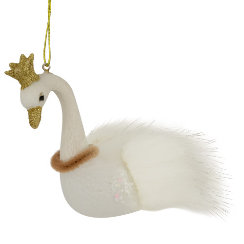 4.5" White Swan Glass Christmas Ornament