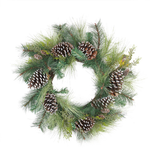 Mixed Long Needle Pine and Pine Cone Artificial Christmas Wreath - 28" - Unlit