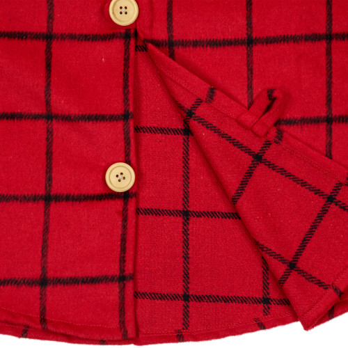48" Red Flannel Christmas Tree Skirt with Buttons