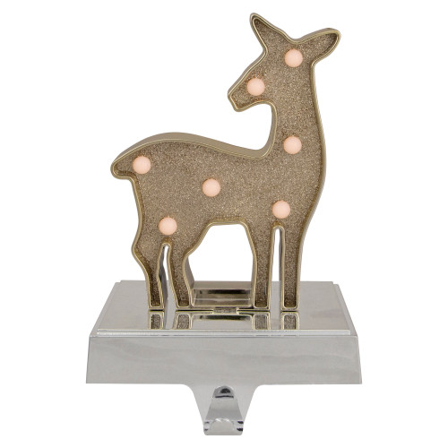 LED Lighted Reindeer Christmas Stocking Holder - 7.5" - Gold Finish
