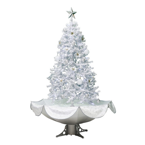 6' Lighted Musical Snowing Artificial Tinsel Christmas Tree, White LED Lights