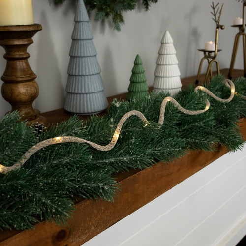 Pre-Lit Battery Operated Rope Christmas Garland - 6.75' - Warm White Lights