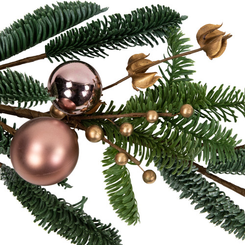 6' Rose Gold Ball Ornaments Artificial Christmas Garland, Unlit