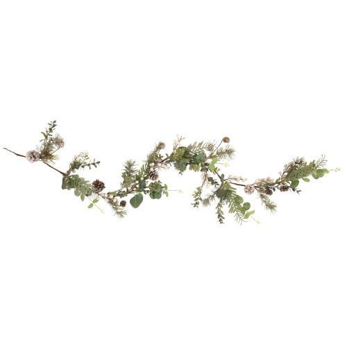 5' White Berry, Eucalyptus and Pinecone Christmas Garland - Unlit