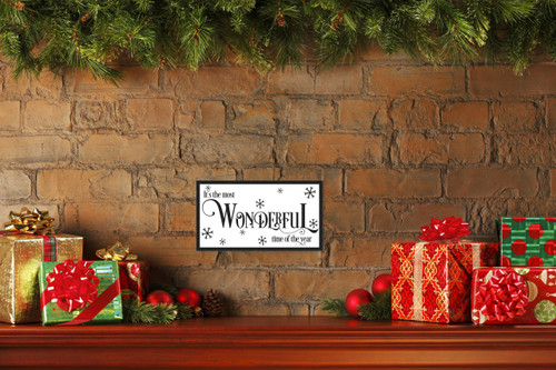 It's the Most Wonderful Time of the Year Vintage 7.5" x 13.5" Framed Christmas Wall Decor  Sign Poster in a Natural Wooden Frame with UV Acrylic