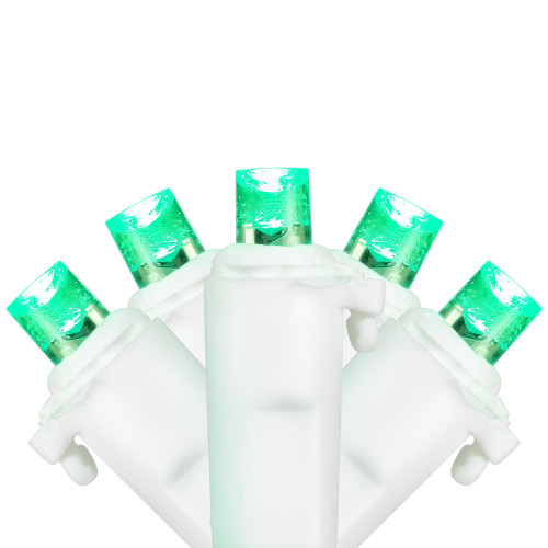 50-Count Green LED Wide Angle Christmas Lights, 16.25 ft White Wire