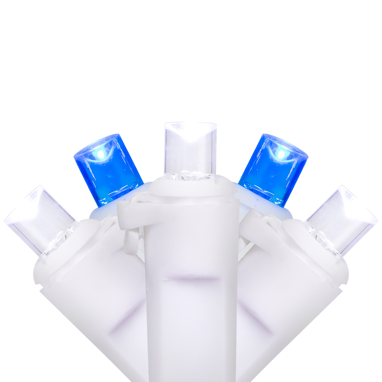 50-Count Blue and White LED Wide Angle Christmas Lights - 16.25 ft White Wire