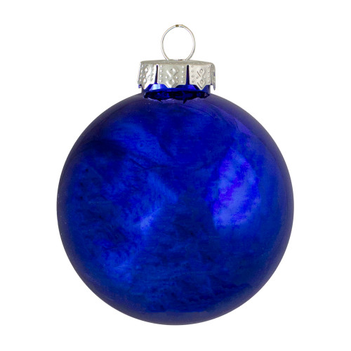4ct Royal Blue 2-Finish Glass Christmas Ball Ornaments 4" (100mm)
