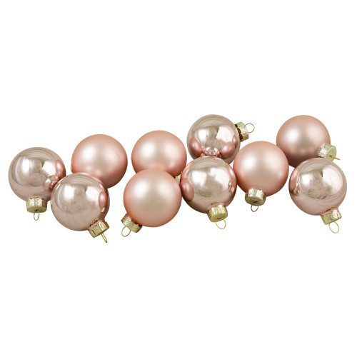 10ct Baby Pink Glass 2-Finish Christmas Ball Ornaments 1.75" (45mm)