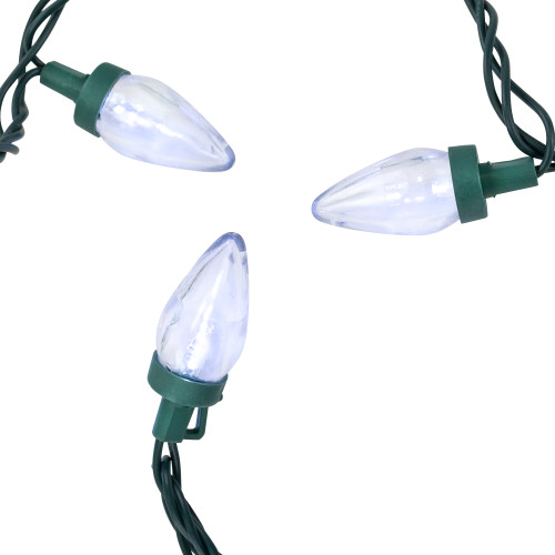 25ct Pure White LED C7 Christmas Light Set - 16ft Green Wire
