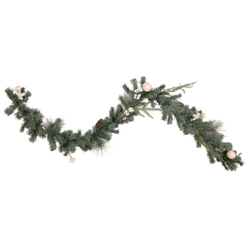 Pre-Lit LED Mixed Pine and Berries B/O Christmas Garland - 6' x 12" - Warm White Lights