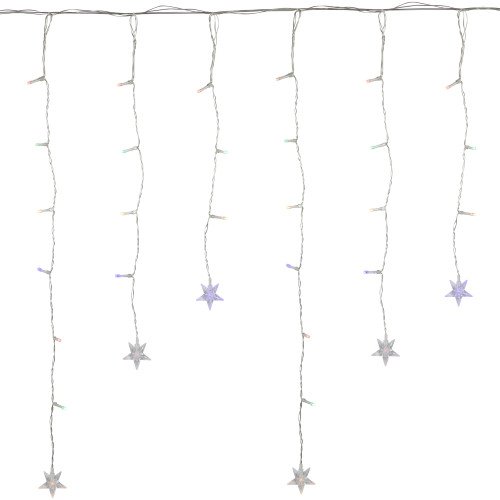 LED Stars Icicle Christmas Lights - Multi-Color - 29.5' Clear Wire - 400ct