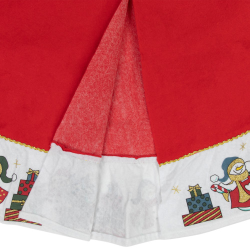 48" Red and White Jolly Snowman Christmas Tree Skirt