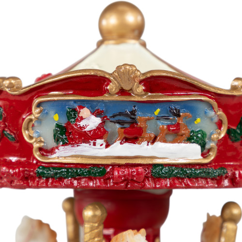 Winter Horses Animated Musical Christmas Carousel - 6.5" - Red and White