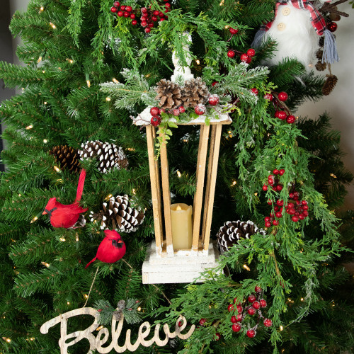 18" LED Lighted Natural and White Storm Lantern Christmas Decoration