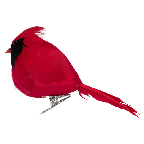 Cardinal Bird Clip-on Christmas Ornament - 5" - Red and Black