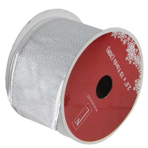Shimmering Silver Christmas Wired Craft Ribbon 2.5" x 10 Yards