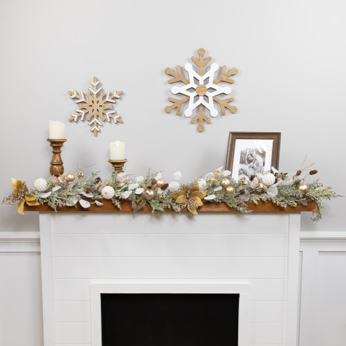 Glittered Poinsettia and Ornaments Artificial Christmas Garland - 6' x 7" - Unlit