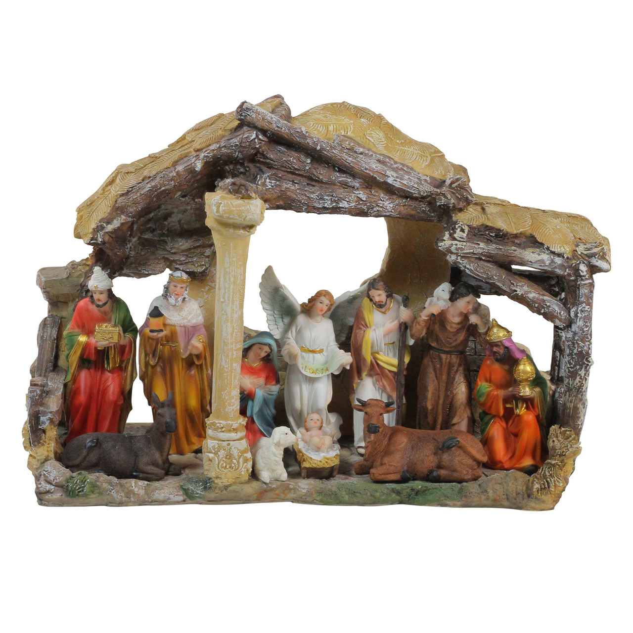18" Traditional Christmas Nativity with Stable House Decoration