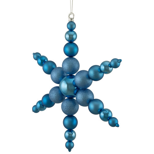 Shatterproof 3-Finish Snowflake Commercial Christmas Ornament - 18" - Blue