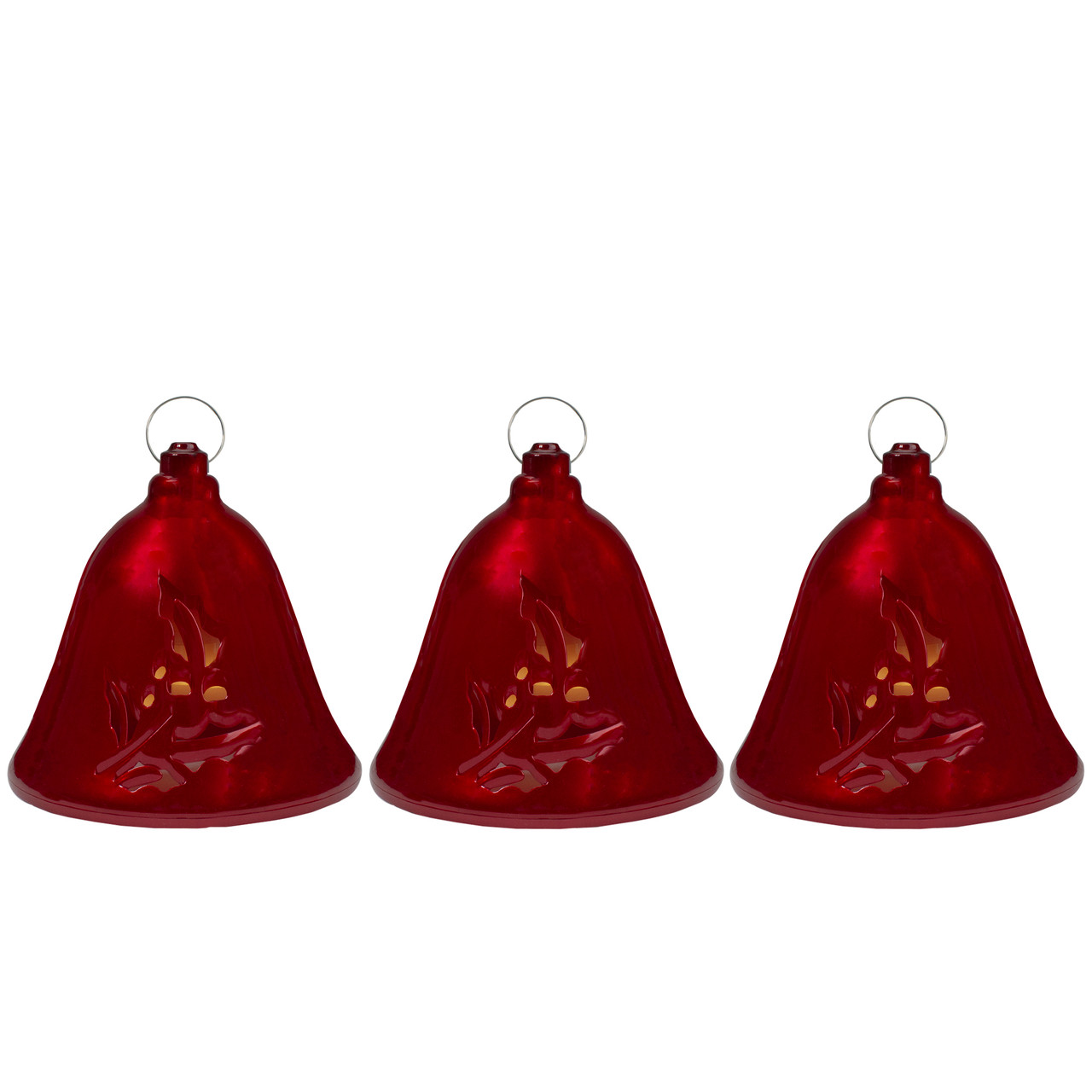 Musical Lighted Red Bells Christmas Decorations - 6.5" - Red - Set of 3
