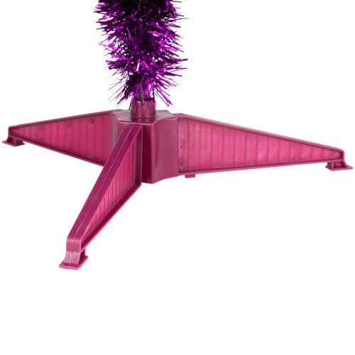 4' Pre-Lit Purple Tinsel Artificial Christmas Tree- Clear Lights, Purple Wire