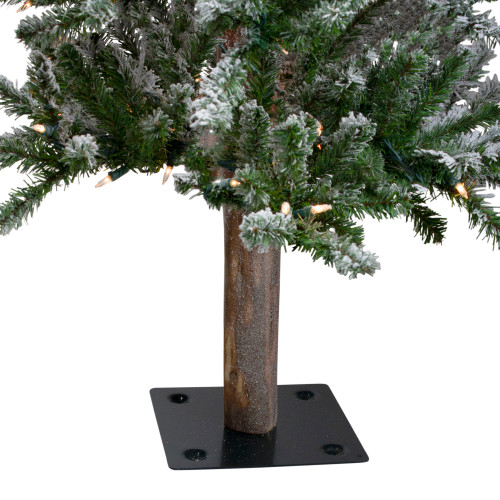 4ft Pre-Lit Flocked Alpine Artificial Christmas Tree, Clear Lights