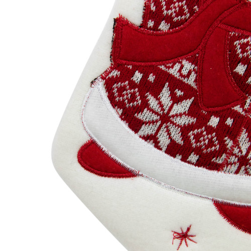 17" White and Red "Welcome" Snowman Embroidered Christmas Stocking