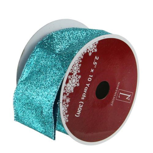 Shimmering Teal Solid Wired Christmas Craft Ribbon 2.5" x 10 Yards