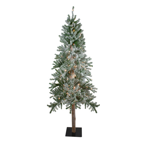 6' Pre-Lit Flocked Alpine Artificial Christmas Tree, Clear Lights