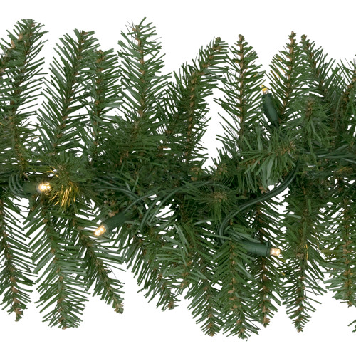 Pre-Lit Northern Pine Artificial Christmas Garland - 9' x 10" - Warm White LED Lights
