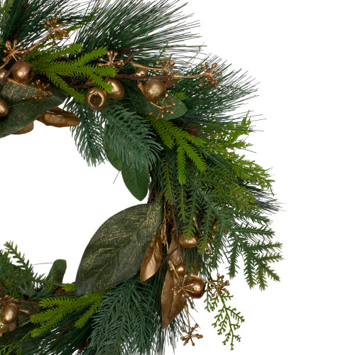 Leaves, Berry and Cedar Artificial Christmas Wreath - 20-Inch, Unlit