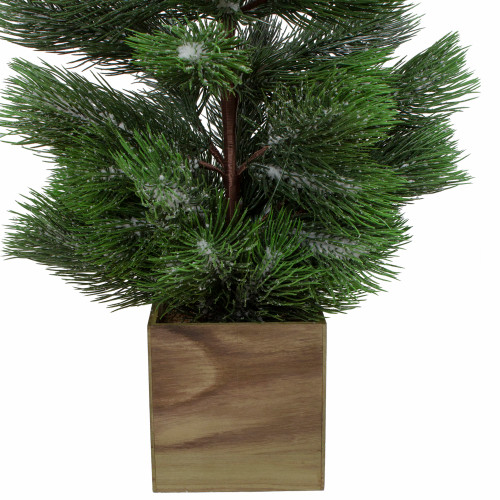 3' Snowy Pine Artificial Christmas Tree in Wooden Pot - Unlit