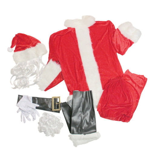 Red and White Plush Velour Santa Claus Women Christmas Costume Suit - Standard Size