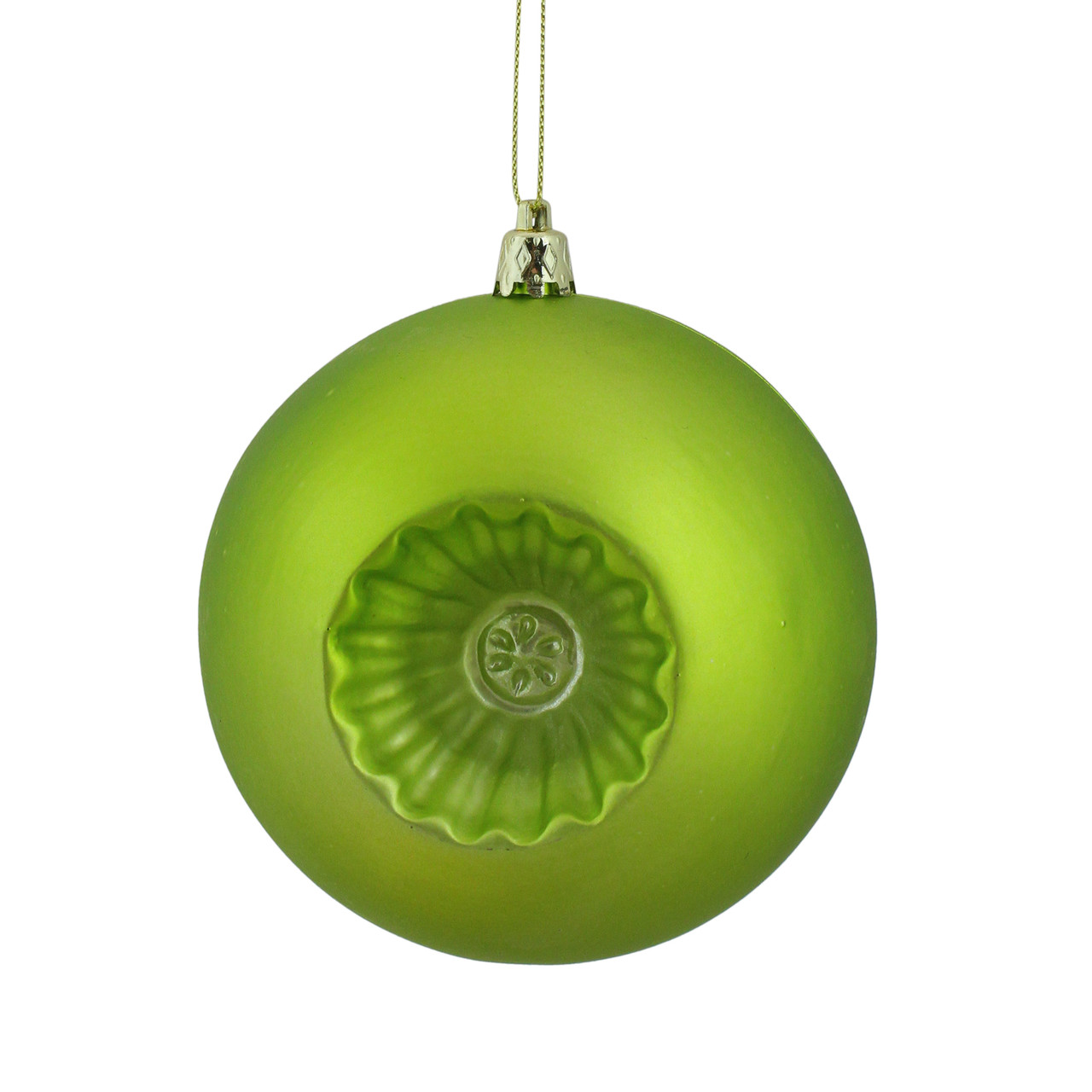 6ct Green Retro Reflector Matte Christmas Ball Ornaments 4" (100mm)