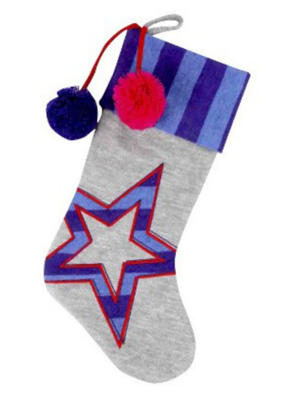Blue & Purple Knit Star Christmas Stocking