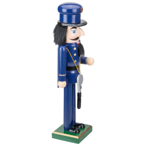 14" Blue and Black Wooden Police Officer Christmas Nutcracker