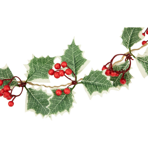 Pre-Lit B/O Holly and Berry Christmas Garland - 3.25' - Warm White LED Lights