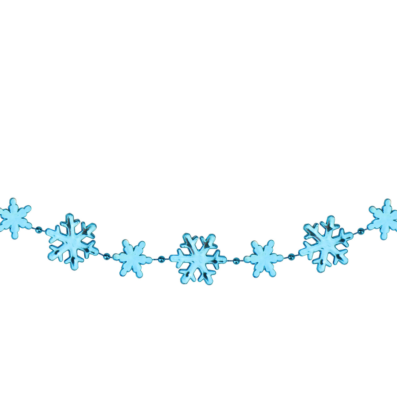 8' x 1" Shiny Blue Snowflakes Beaded Christmas Garland