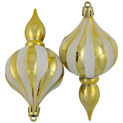 8ct Gold Shatterproof Finial Christmas Ornaments, 4.75"