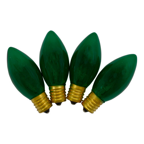 Set of 4 Green C9 Transparent Christmas Replacement Bulbs - 3"
