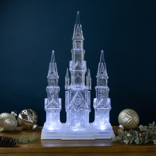 LED Lighted Winter Church Acrylic Christmas Decoration - 17.5"