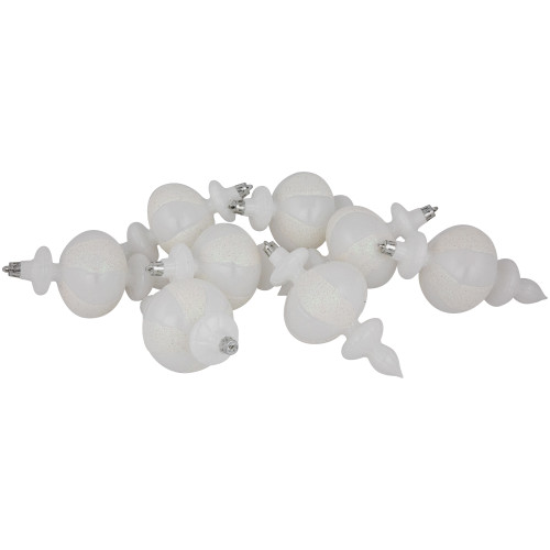 8-Count White Shatterproof Finial Christmas Ornaments, 6"