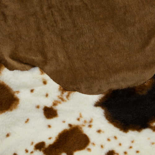 Corduroy Christmas Tree Skirt with Faux Fur Trim - 48" - Brown